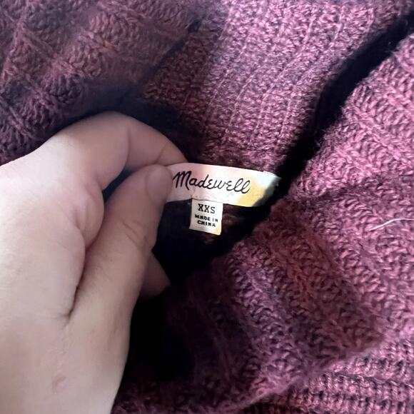 Madewell Ribbed Turtleneck Sweater Chunky Knit Maroon Boxy XXS - Picture 3 of 5